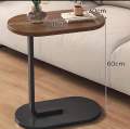 C Shaped Side Table, Modern End Table for Small Spaces, Minimalist Couch Side Tables with Metal Leg, Wood Coffee Table for Sofa and Bed. 