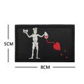 Pirate Flag Emblem Black Beard Edward Teach Badge Fabric Applique Embroidery Hook and Loop Patch for Armband,Backpack.