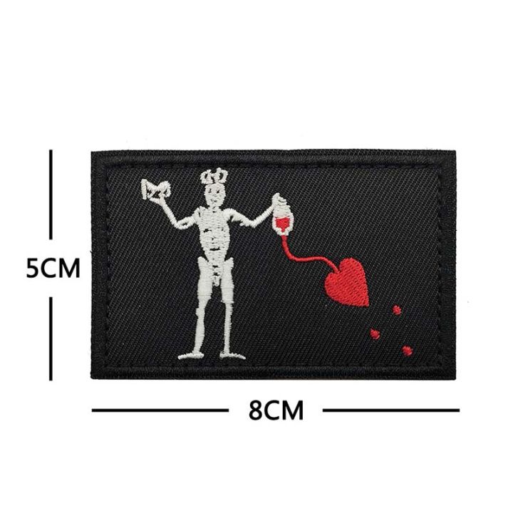 Pirate%20Flag%20Emblem%20Black%20Beard%20Edward%20Teach%20%20Badge%20Fabric%20Applique%20Embroidery%20Hook%20and%20Loop%20Patch%20for%20Armband,Backpack%20-%20Image%208