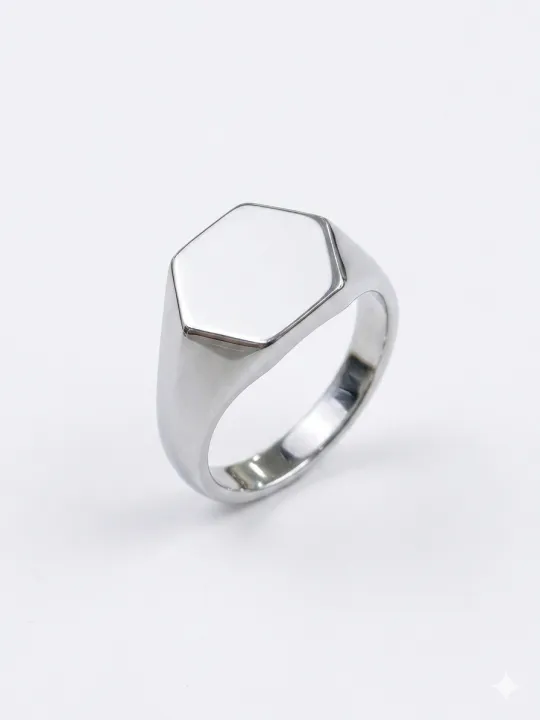 Men’s Hexagon Signet Ring – Stainless Steel | Daraz.pk