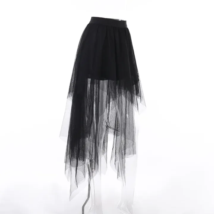 Casual%20Skirts%20Punk%20%20Net%20Yarn%20High-Waisted%20Irregular%20Skirt%20for%20Women%20Summer%20New%20European%20and%20American%20Gothic%20Style%20Versatile%20-%20Image%202