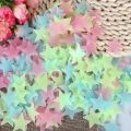 Pack of 100 - 3D Stars Glow In The Dark Wall Stickers Luminous Fluorescent Wall Stickers For Kids Baby Room Bedroom Ceiling Home. 