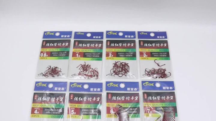 ZYZHE 8-35Pcs/Bag Red Fishing Hooks 16 Sizes Triangular Hook Tip Offset Barbed Sea Fishhook Circle Fishing Hooks Tackle