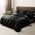 Black Luxury Ice Silk Bedding Set Satin Silky Duvet Cover Set With Pillowcase High-end Home Textiles Solid Color Bed Cover Sets. 