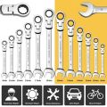 New 1pcs Ratcheting Combination Wrench Set, 8-17mm Metric Flex Head Ratcheting Wrench, Chrome Vanadium Steel Spanner with Bag. 
