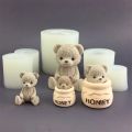 Cute Bear Honey Jar Silicone Candle Mold Chocolate Cake Ice Cube Mold Aromatherapy Plaster Drop Glue Mold Candle Making Supplies.