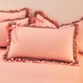 Korean Princess Style Pillowcase with Large Lace Ruffle Girls Home Bedroom Decorative Soft Washed Cotton Pillow Cover 48x74cm.