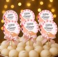 Engagement Decor Combo – 6 Customize Cupcake and mithai Toppers + 12 Personalized Mithai boxes Stickers – Name & Date Design – Baat Pakki | Nikkah | Bridal Favor Set. 