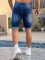 Men Denim Jeans Pants Clothing Trousers Shorts Men's Dark Wash Rolled Cuff Casual Denim Shorts.