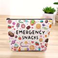 Emergency Snacks Makeup Bag Fun Candy Treat Design Lightweight Travel Pouch for Women Compact Cosmetic Organizer Zipper Closure. 