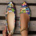 Women's Pointed Toe Graffiti Print Ballet Flats Lightweight Slip-On Non-Slip Fashion Casual Flat Shoes Large Size. 