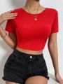 Round Neck Crop Top - Stylish, Comfortable Fit.