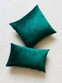 2 Piece Soft Velvet-Touch Filled Cushion Set-Rectangular and Square Velvet Cushions for Sofa/Bedroom/Car. 