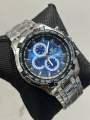 Stainless Steel Luxury Men Watch Quartz Analog Business Chain Casual Wrist blue Dial Watches For Boys and Gents. 