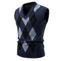 New Mens Argyle Knitwear Vest V Neck Sleeveless Casual Slim Fit Pullover Knitted Sweater Outdoor Streetwear Casual Tank Tops. 