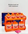 Kitchen Set Organizer Plastic Spice Containers With Rack - 7Pcs. 