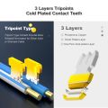 ZOERAX 50/100pcs Shielded RJ45 CAT5 CAT6 Pass Through Connectors 1.1mm Hole Modular Plug Gold Plated 3 Prong 8P8C Ethernet Ends. 