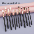 12Pcs Professional Eyes Makeup Brushes Set Wood Handle Eyeshadow Eyebrow Eyeliner Blending Powder Smudge Brush. 