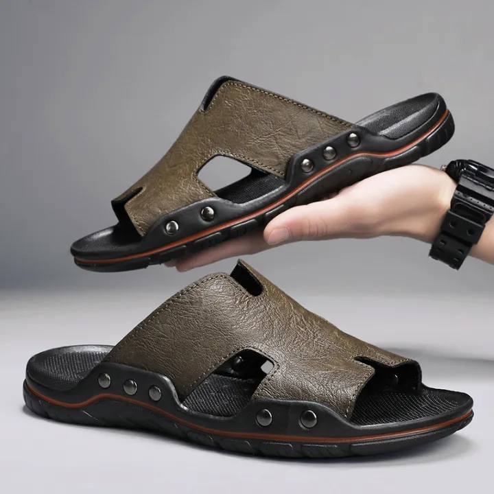 Summer%20Men%20Slippers%20Genuine%20Leather%20Breathable%20Clogs%20Sandals%20Beach%20Classics%20Leather%20Slides%20Outdoor%20Flip%20Flops%20Plus%20Size%20Men%20Shoe%20-%20Image%202