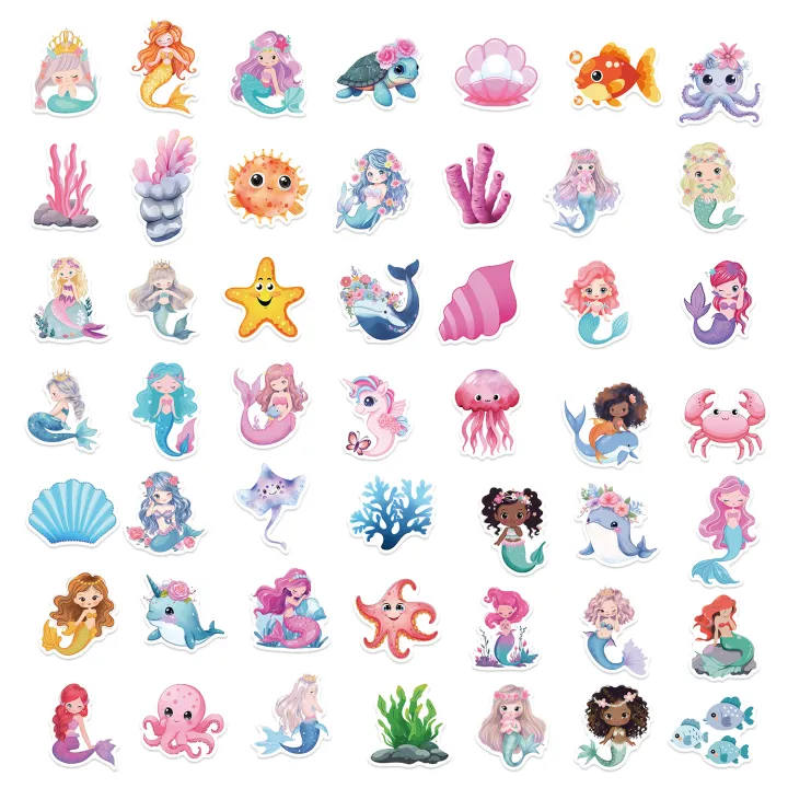 50Pcs%20Little%20Mermaid%20Stickers%20for%20phone%20Laptop,%20Cups,%20Water%20Bottles%20-%20Image%206