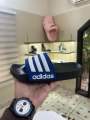 ADILETTE AQUA SLIDES BLUE STRIPS FOR MEN WOMEN.