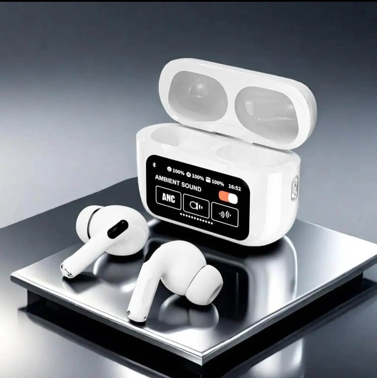 A9 Pro Touch Screen Display with ANC ENC TWS Earbuds - White