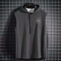 Summer Hooded Sweatshirt New Men's Sleeveless Loose T-Shirt Solid Color Lightweight Hooded Sweatshirt Fitness Breathable Collar. 