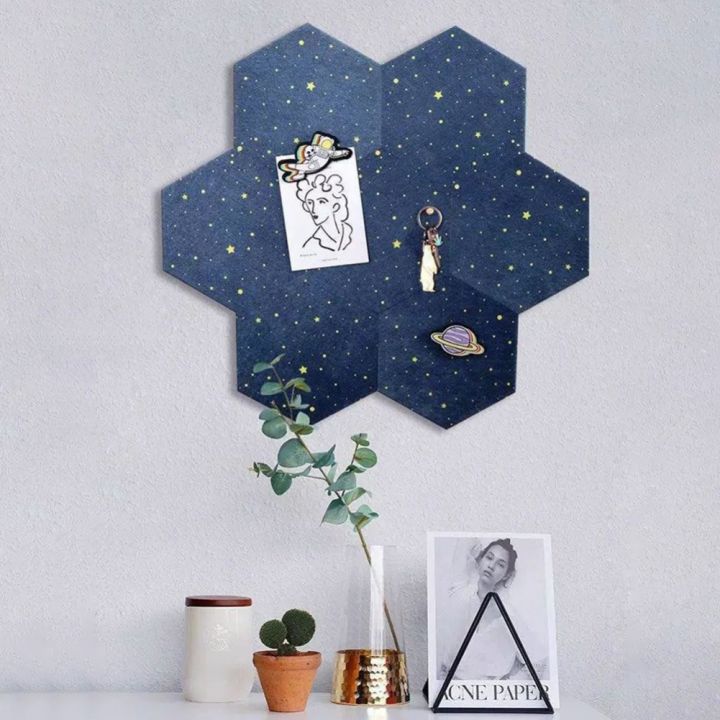 1PCS Felt Board Tile Hexagonal Notice Cork Self Adhesive Pin Board Notice Message Room Wall Decor Sticky Notes Photo Display