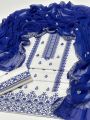 3 Piece Mid Season Cotton Suit for Women | Cross Stitch Gala Daman Embroidered Shirt | Chiffon Embroidered Dupatta & Trouser | Ladies Pakistani Dress. 