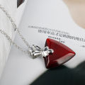 Anime Surrounding New Blood Red Necklace Women Carrying Red Heart Shaped Pendant Long Necklace. 