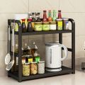 1pc 2-Tier Metal Countertop Shelf - Space Saving Organizer for Coffee, Mugs & Condiments, Rustproof Kitchen Rack. 