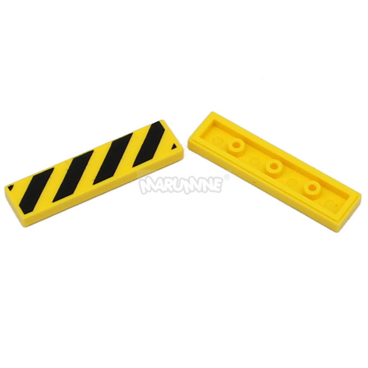 MARUMINE%2020PCS%20MOC%20Bricks%20Wrning%20Signs%201x4%20Tile%20Danger%20Stripe%20Building%20Block%20Parts%20Accessories%20Fit%20with%202431%20Plate%20Barricade%20-%20Image%204