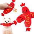 Dog Sound Plush Toy Hot Dog Chewing Toy Pet Grinding Teeth Squeaky Plush Toy Puppy Bite-resistant Interactive Chew Toy .