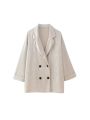 Women's Double-Breasted Loose Blazer Coat and High Elastic Waist Wide Leg Pants, Female Two Piece Sets, Fashion. 