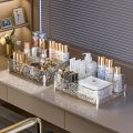 Glacier-print Desktop Makeup Organizer with Legs Clear Lipstick Split Vanity Storage PET Organizer Makeup Organizer Box. 