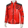 Man Red Jacket Cosplay Costume With Zippers Black Trimm Men's Classic For Michael Jackson Shows Wear Cosplay Clothes. 
