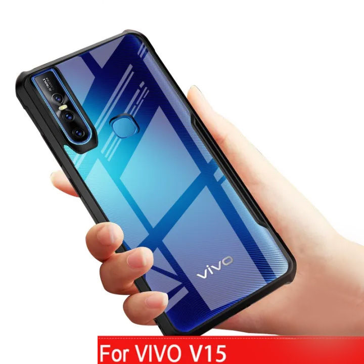 Vivo V15 Shockproof Clear Back Cover with Airbag Corners and Acrylic Material