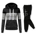 Women Tracksuit Printing Hooded Sweatshirt Sweatpant Color Block Versatile Casual Jogging Pullovers Sport Trousers Outfits S-3XL. 
