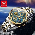 Olevs 9947 luxury fashion stainless steel imported waterproof chronograph active wrist-watch for men.