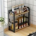 1pc 2-Tier Metal Countertop Shelf - Space Saving Organizer for Coffee, Mugs & Condiments, Rustproof Kitchen Rack. 
