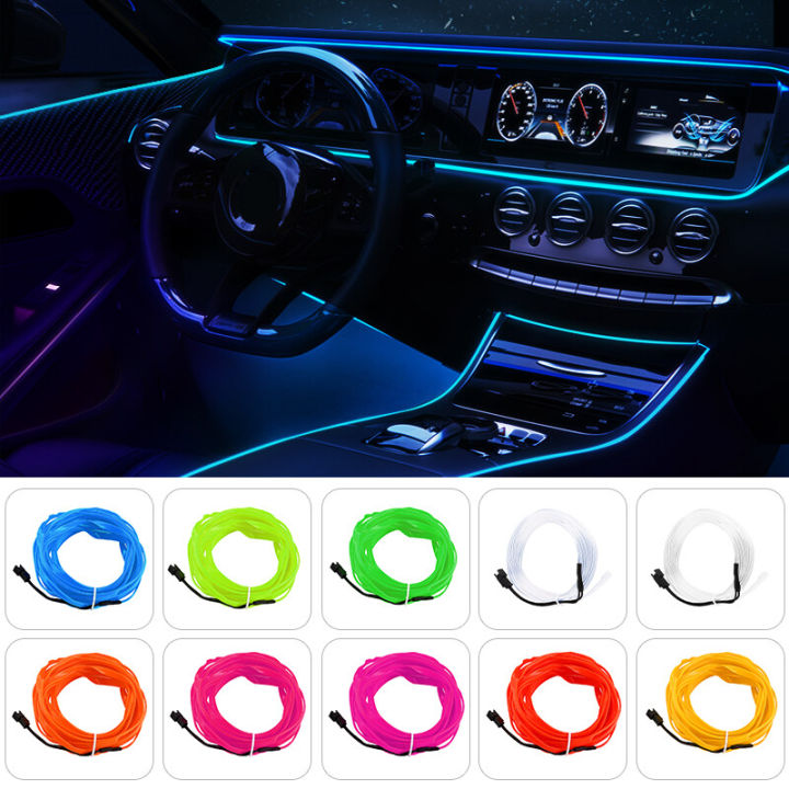 Led1M 2m 3m 5m Car Interior Decoration Atmosphere Lamp El Cold Light USB Cable DIY Decorate Dash Console Auto Led Ambient Light
