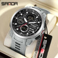 SANDA Sports Men's Electronic Watch Fashion Multi functional Waterproof LED Dual Display Men's Electronic Watch 3379. 