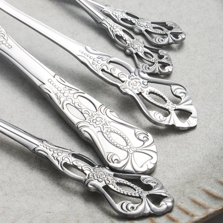 4/6/16/24pcs%20Stainless%20steel%20silver%20knife,%20fork%20and%20spoon%20tableware%20set%20Royal%20high-end%20tableware%20Suitable%20for%20family%20hotel%20party%20-%20Image%205