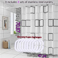 Simple style black and white large square bathroom shower curtain light opaque bathing more comfortable dry and wet separation.