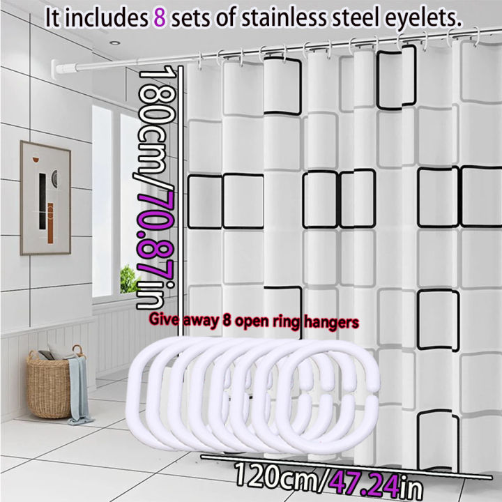Simple%20style%20black%20and%20white%20large%20square%20bathroom%20shower%20curtain%20light%20opaque%20bathing%20more%20comfortable%20dry%20and%20wet%20separation%20-%20Image%203