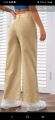 Linen slimfit slant pockets with zipper laddies elegant trousers. 