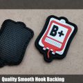 PVC  Emblem Blood Bag Blood Type Patch A+ B+ AB+ O+ POS Tactical Badge Patches with Hook Loop For Uniform Helmet Backpack. 