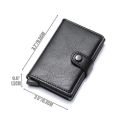 ID Credit Bank Card Holder with Hasp Wallet Men Anti Rfid Blocking Protected Magic PU Leather Slim Mini Small Money Wallets Case. 