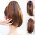 Synthetic 38cm Short Straight Ponytail Clip-on Wigs for Women Natural Fluffy Slightly Warped Fake Pony Tail Hair Extensions. 