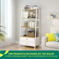 60 Inch Open Back Ladder Bookshelf – Self-Standing Steel Frame with 2 Drawers and 4 Shelves.